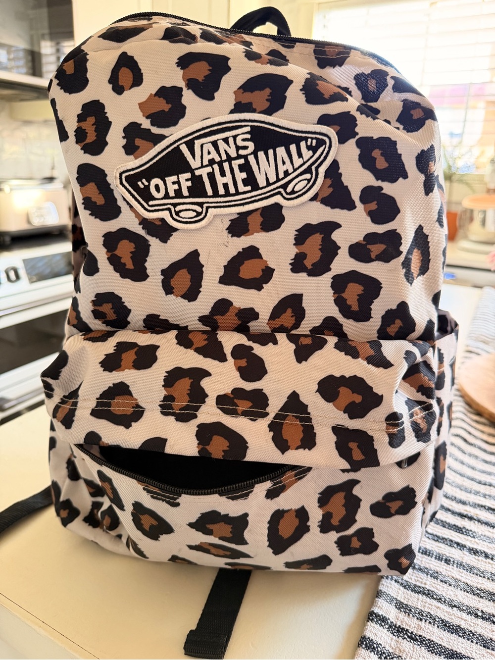 Vans Leopard Print Backpack in Brown and Black